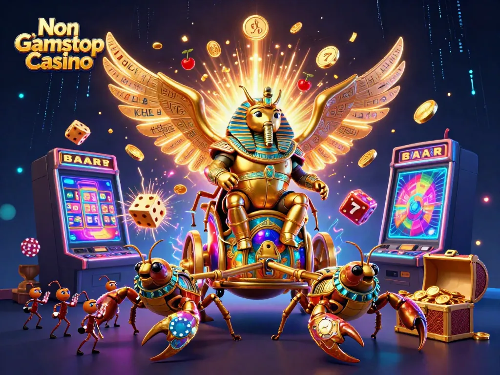 Engage in thrilling entertainment at Non Gamstop Casino with a vibrant casino-themed illustration.