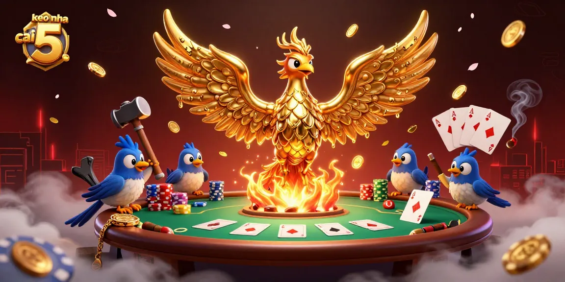 Experience keo nha cai 5 with a vivid portrayal of a molten phoenix and poker extravaganza.