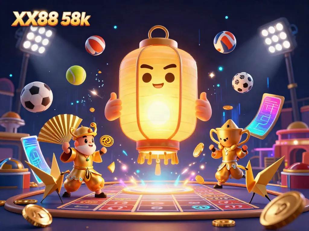 Experience the excitement of XX88 58k with vibrant gambling elements and dynamic characters.