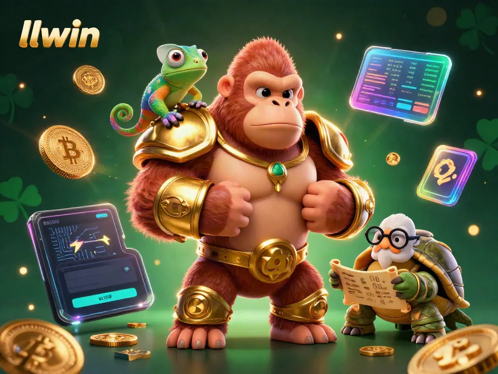 Experience thrilling adventures with llwin through a vibrant 3D cartoon jungle scene filled with gambling excitement.