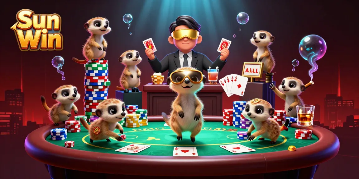 Experience the excitement at Sun Win with meerkats managing a thrilling casino operation.