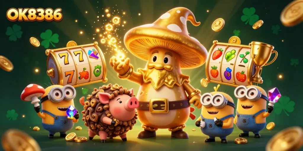 Experience exciting wins with OK8386's golden mushroom wizard and slot games