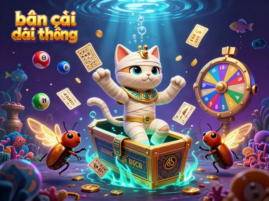 Experience thrilling bắn cá đổi thưởng excitement with sea creatures and treasures in a vibrant underwater casino scene.