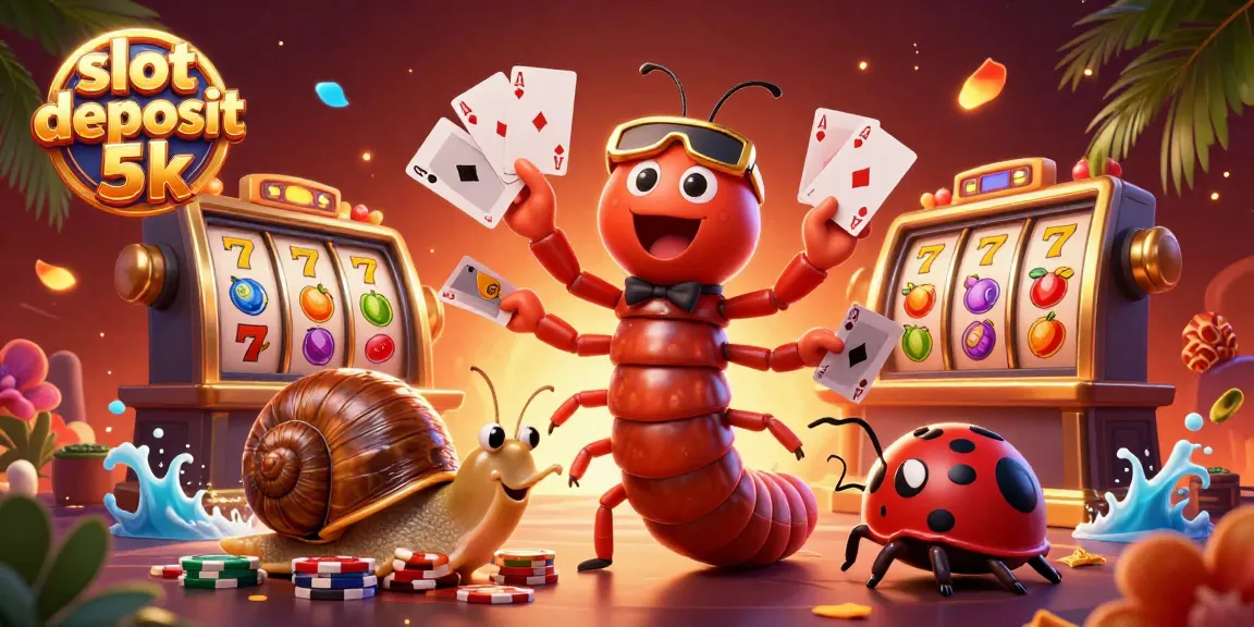Experience the excitement of slot deposit 5k with a vibrant 3D casino scene featuring playful characters and captivating elements.