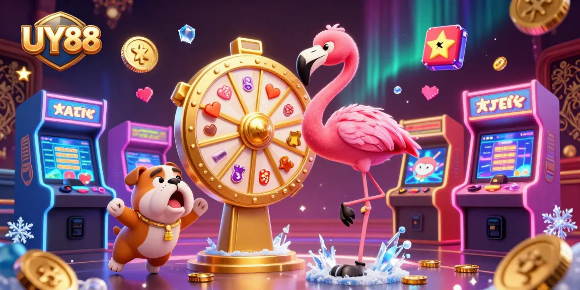 Experience exciting gameplay at UY88 with vibrant characters and casino elements in a lively gaming scene.